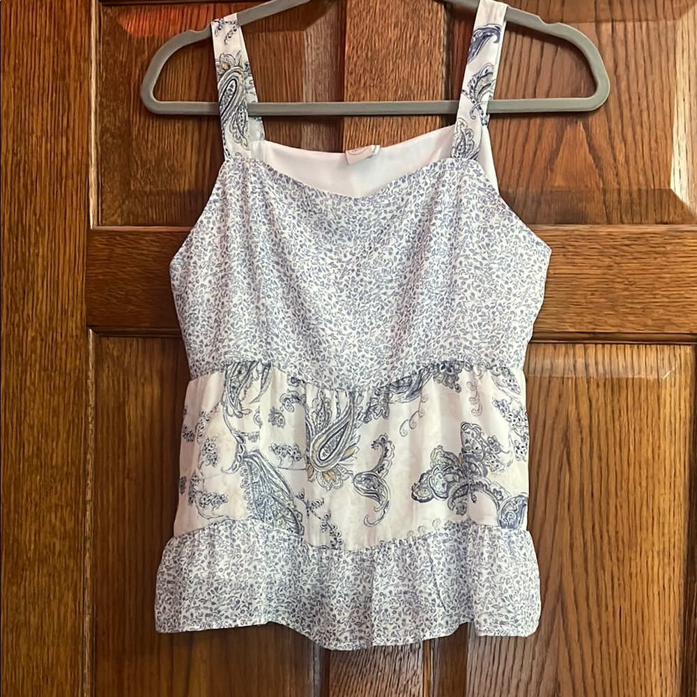 Floral Blue and White Women's Top